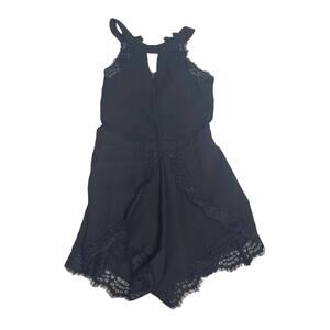 Material‎ Girl Black Lace Trim Halter Neck Romper XS